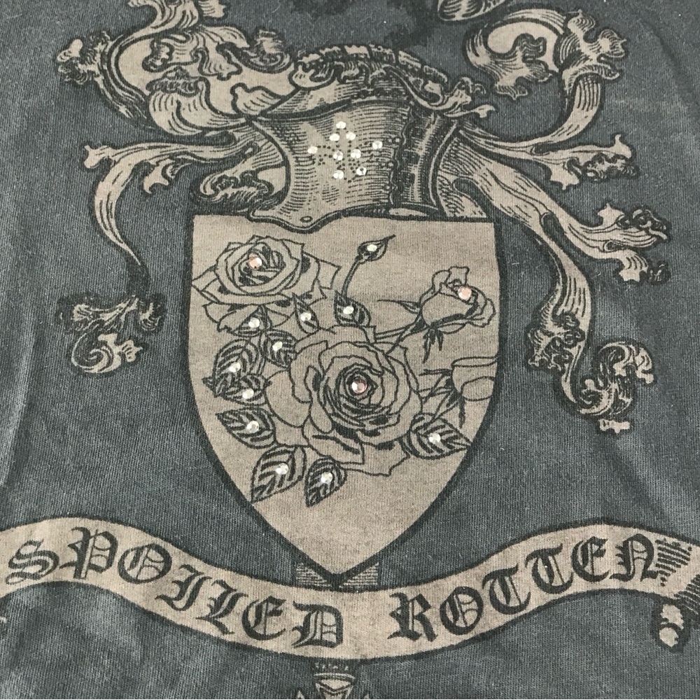 Crest Cotton Halter “Spoiled‎ Rotten” Graphic Tank Top with Crystals